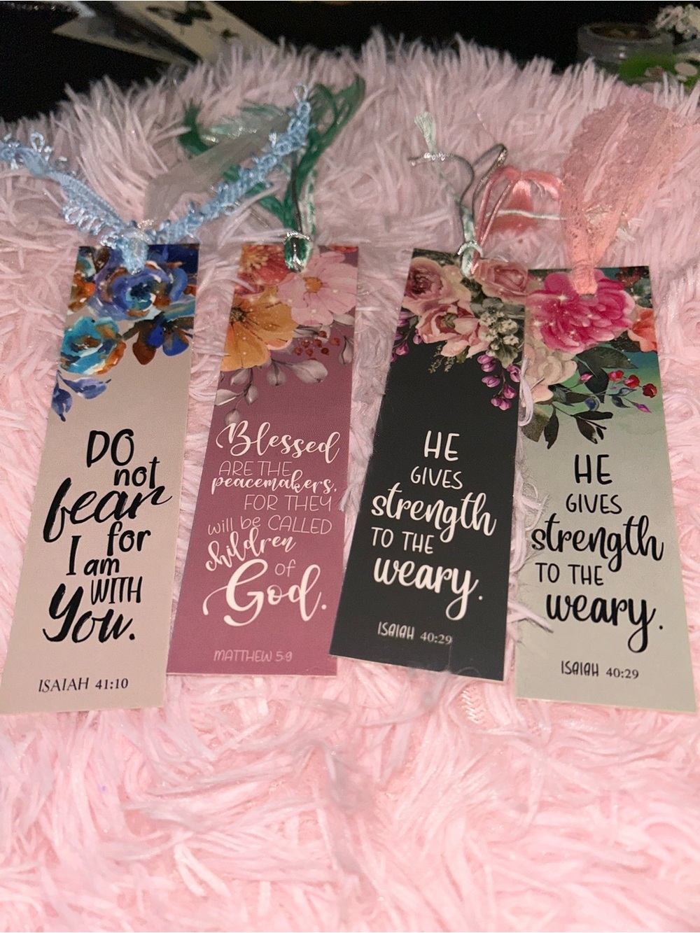 Inspirational Bible Verse Bookmarks Set (4) | Floral Christian Gifts